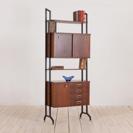 ugly Italian mid century free standing bookshelf wall unit with brass details  scaled