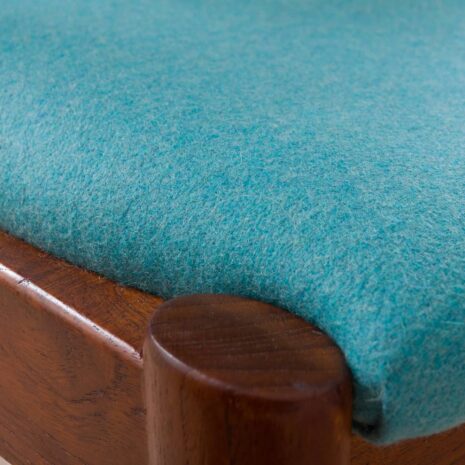 2211 Set of 2 teak Kai Kristiansen 42 chairs in new turquise upholstery-11 Set of teak Kai Kristiansen chairs in new turquise upholstery scaled