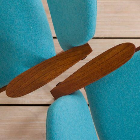 2211 Set of 2 teak Kai Kristiansen 42 chairs in new turquise upholstery-9 Set of teak Kai Kristiansen chairs in new turquise upholstery scaled