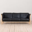 Vintage black leather Stouby  seater sofa