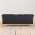 Vintage black leather Stouby  seater sofa