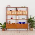 Norwegian free standing wall unit in teak with straw sliding doors  scaled