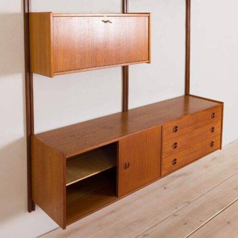 2216 norwegian teak wall unit with sideboard and bar cabinet-10 Norwegische Teakholz-Wandschrank mit Sideboard und Barschrank, maßstabsgetreu