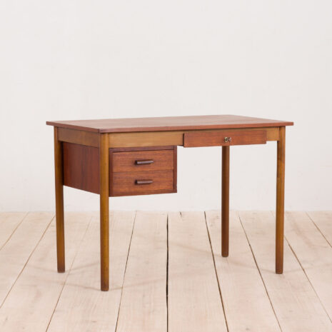 2219-Small Danish teak desk with 3 drawers 1960s-3 Small Danish teak desk with drawers s