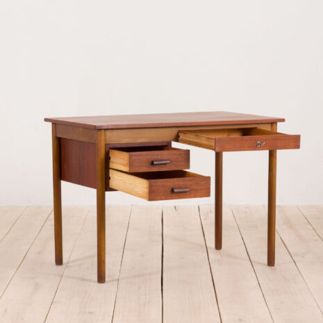 2219-Small Danish teak desk with 3 drawers 1960s-4 Small Danish teak desk with drawers s