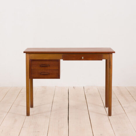 2219-Small Danish teak desk with 3 drawers 1960s-5 Small Danish teak desk with drawers s