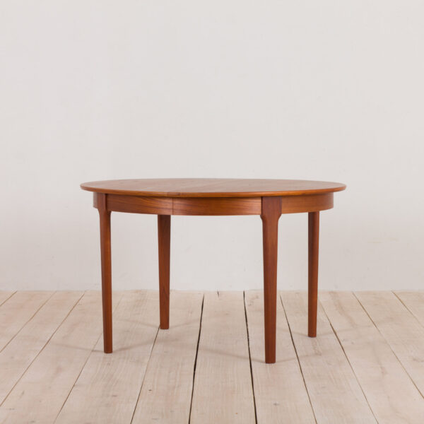 Scandinavian teak dining table round extension vintage table