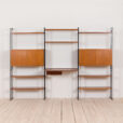 Three bay teak wall unit with a desk shelving with  cabinets Denmark s