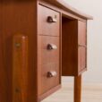 Small Danish free standing teak desk with drawers and cabinet s scaled