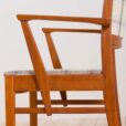Set of teak dining chairs in new natural checkered upholstery scaled