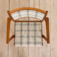 Set of teak dining chairs in new natural checkered upholstery scaled