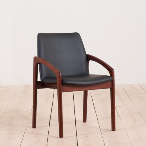 Vintage Kai Kristiansen teak side chair in black leather Denmark s  scaled