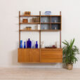 Cadovius  bay teak royal wall unit with  cabinets and  shelves scaled