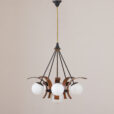 Stilnovo chandelier in teak żyrandol lampa wisząca stilnovo  kul