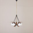 Stilnovo chandelier in teak żyrandol lampa wisząca stilnovo  kul  scaled