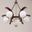 Stilnovo chandelier in teak żyrandol lampa wisząca stilnovo  kul  scaled