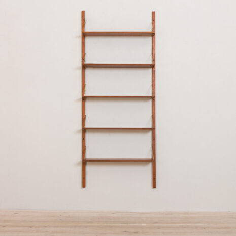2231-Danish shelving system in teak, wall unit of 5 shelves, 1960s-3 Danish shelving system in teak wall unit of shelves s scaled