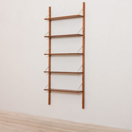 2231-Danish shelving system in teak, wall unit of 5 shelves, 1960s-4 Danish shelving system in teak wall unit of shelves s scaled