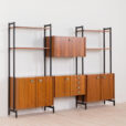 Italian free standing wall unit  bay shelving in Luciano Frigerio style Wloski wolnostojący regal biblioteczka meblościanka w stylu Luciano Frigerio z mosiężnymi detalami lata