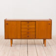 Scandinavian sideboard in teak with drawers and sliding doors Norway s Sideboard tekowy skandynawski komoda szuflad Norwegia lata scaled