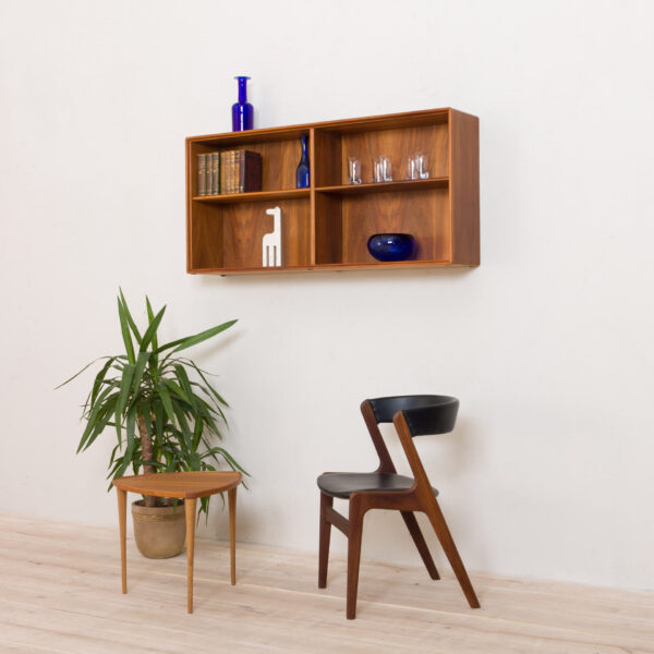 Vintage wall shelf shelving cabinet in teak bookshelf Denmark s  scaled