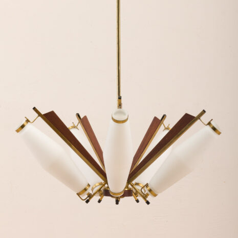 21038-Mid century pendant chandelier in Art Deco Stilux Stilnovo style, Denmark, 1950s-2 Mid century pendant chandelier in Art Deco Stilux Stilnovo style Denmark s scaled