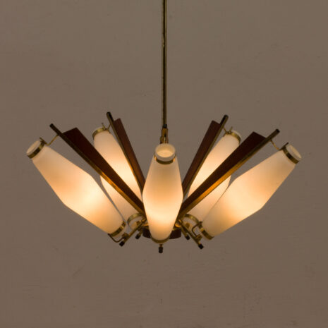 21038-Mid century pendant chandelier in Art Deco Stilux Stilnovo style, Denmark, 1950s-7 Mid century pendant chandelier in Art Deco Stilux Stilnovo style Denmark s scaled