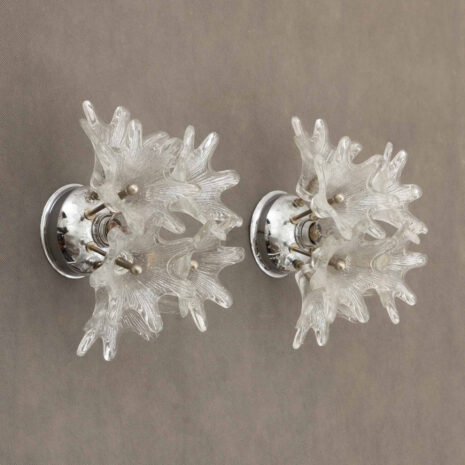 21042 - Kinkiety ścienne Venini, para lamp kwiatowych z kloszami z murano-2 Kinkiety ścienne Venini para lamp kwiatowych z kloszami z murano skalowane