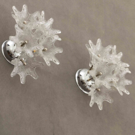 Wall sconces by Venini pair of floral lamps with murano shades  scaled