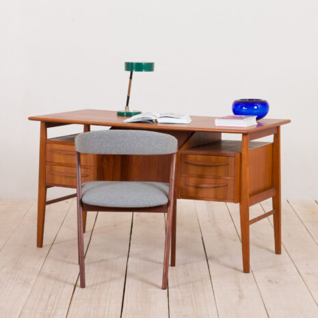 21052-Gunnar Nielsen dla Tibergaard biurko tekowe z szafką barową Dania lata 60-te-2 Biurko z drewna tekowego Gunnar Nielsen dla Tibergaard z szafką barową Dania w skali