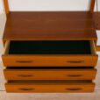 free standing wall unit teak shelving system by Kjell Ressel  scaled