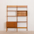free standing wall unit teak shelving system by Kjell Ressel  scaled