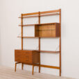 free standing wall unit teak shelving system by Kjell Ressel  scaled