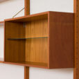 free standing wall unit teak shelving system by Kjell Ressel  scaled