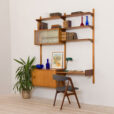 Sven Andersen Mobelfabrikk Wall unit in teak  bay hanging shelving system with  cabinets Hillevag Norway  scaled