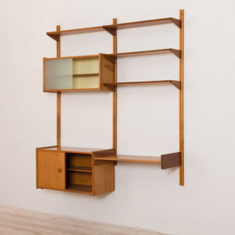 21064-Sven Andersen Møbelfabrikk Wall unit in teak 2 bay hanging shelving system with 2 cabinets, Hillevåg, Norway-17 Sven Andersen Mobelfabrikk Wall unit in teak bay hanging shelving system with cabinets Hillevag Norway scaled