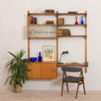 Sven Andersen Mobelfabrikk Wall unit in teak  bay hanging shelving system with  cabinets Hillevag Norway  scaled