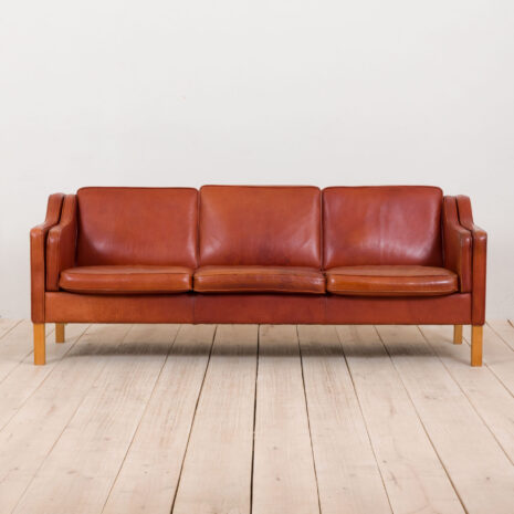 2137 S-Mogensen styl 3-miejscowa sofa w czerwonym skóry z plamami -2 S Mogensen style seater sofa in reddish leather z plamami scaled