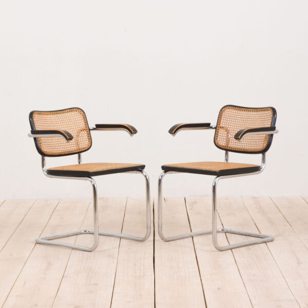 Set of  Cesca chairs with armrests by Gavina  scaled