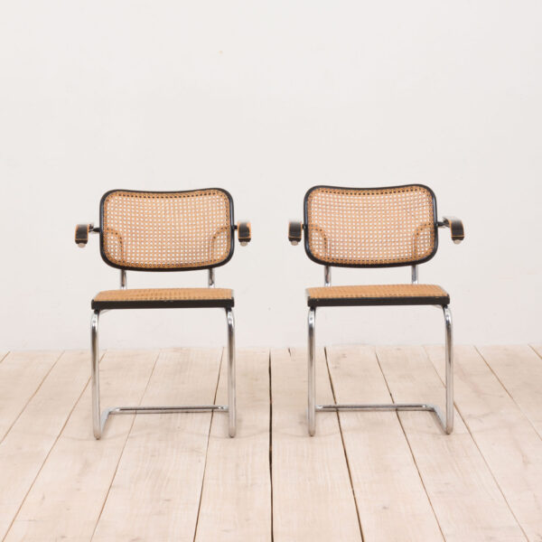 Set of  Cesca chairs with armrests by Gavina  scaled
