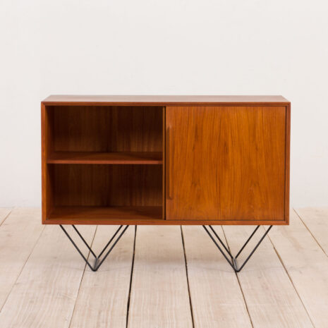 21014 Danish teak small sideboard with metal legs-5 Danish teak small sideboard with metal legs scaled