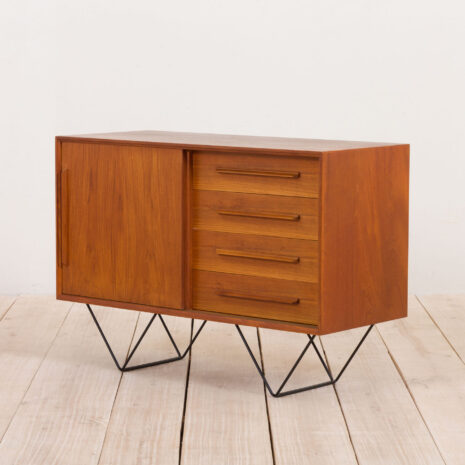 21014 Danish teak small sideboard with metal legs-6 Danish teak small sideboard with metal legs scaled