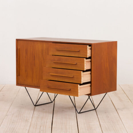 21014 Danish teak small sideboard with metal legs-7 Danish teak small sideboard with metal legs scaled