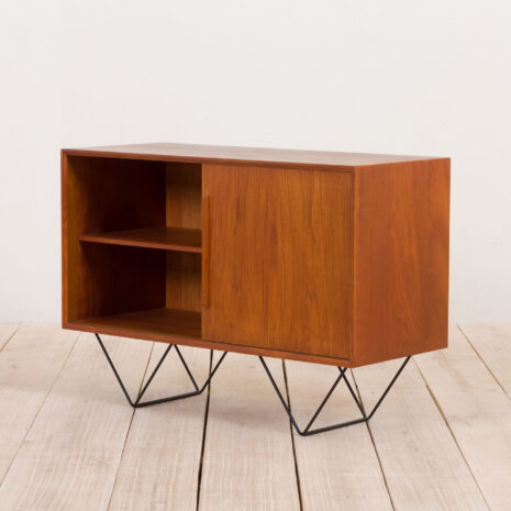 21014 Danish teak small sideboard with metal legs-8 Danish teak small sideboard with metal legs scaled