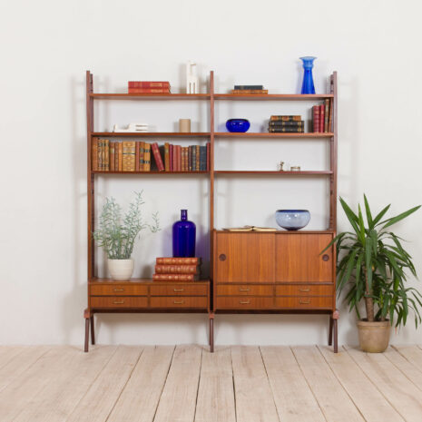 teak free standing  bay wall unit Norwegian shelving system from s  scaled