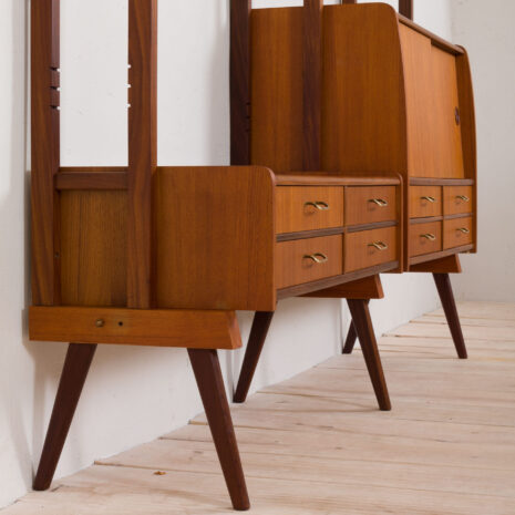 21065-teak free standing 2 bay wall unit, Norwegian shelving system from 1960s-10 teak free standing bay wall unit Norwegian shelving system from s scaled