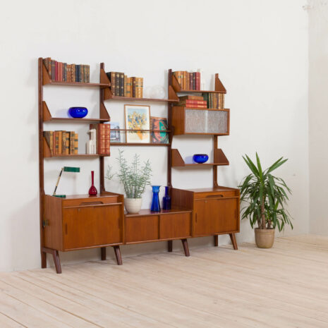 21066-3 bay wall unit shelving system with 4 cabinets and 6 shelves-2 bay wall unit shelving system with cabinets and shelves scaled