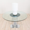 Sergio Asti Trifoglio dining table for Poltronova glass round tabletop with chrome base  scaled