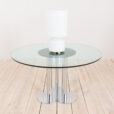 Sergio Asti Trifoglio dining table for Poltronova glass round tabletop with chrome base  scaled