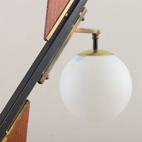 21087 Italian geometric floor lamp attr. to Stilnovo with 2 white glass shades-10 Italian geometric floor lamp attr